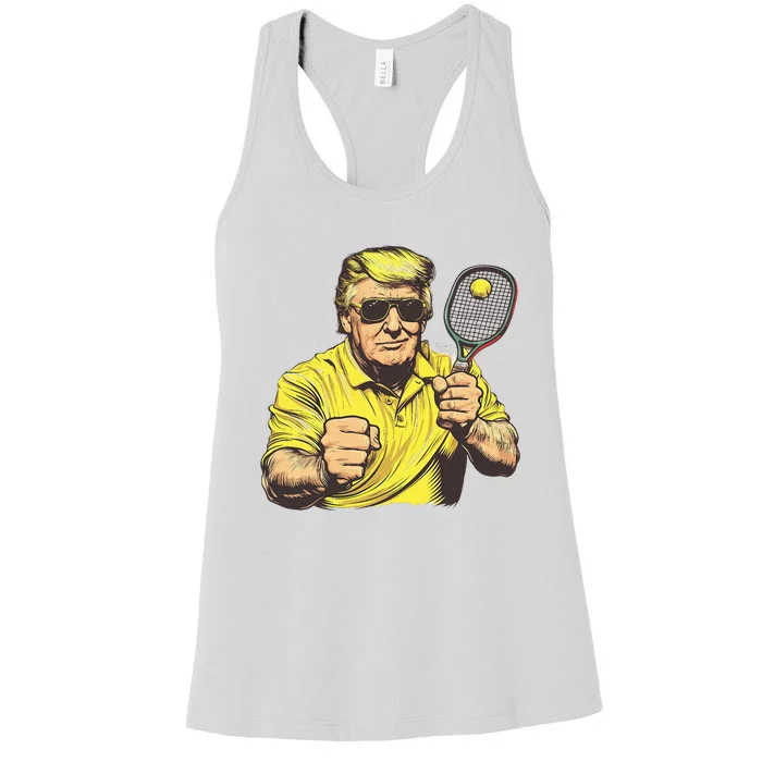 Funny President Pickleball Lovers Political Women's Racerback Tank