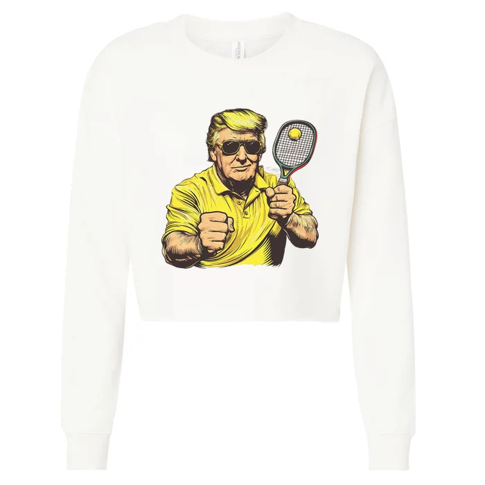 Funny President Pickleball Lovers Political Cropped Pullover Crew