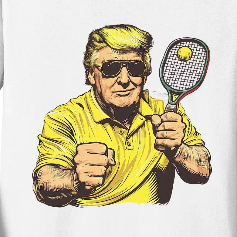 Funny President Pickleball Lovers Political Kids Long Sleeve Shirt