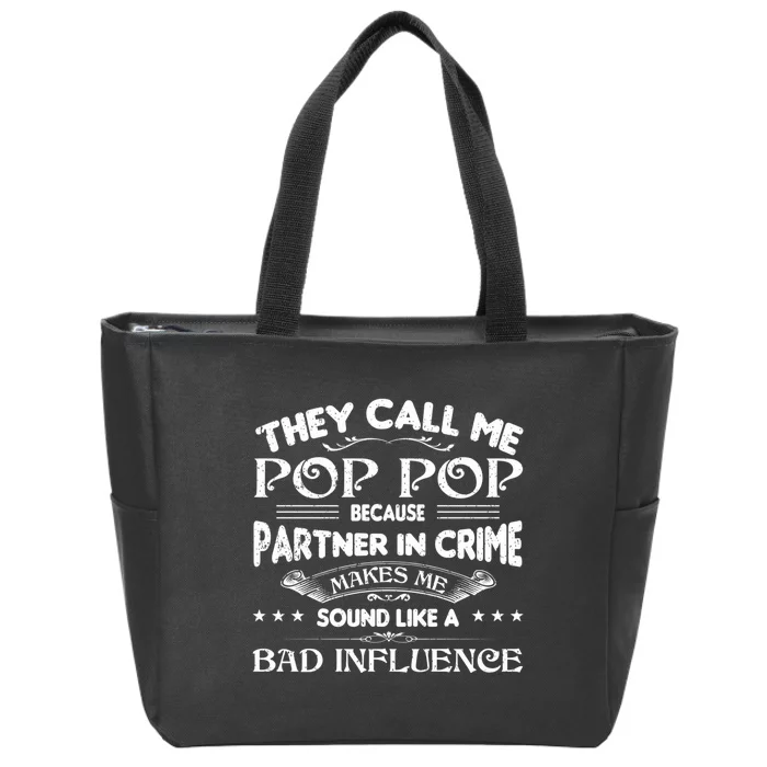 Funny Pop Pop Dad Shirts Valentine Fathers Day Christmas Zip Tote Bag