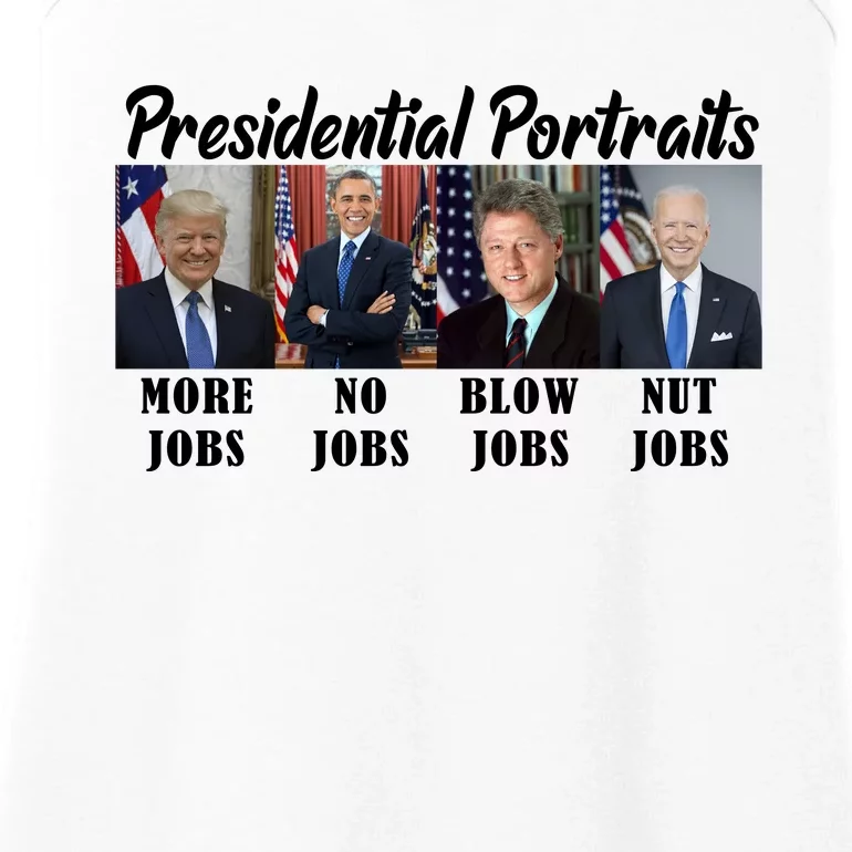 Funny Presidential Portraits Trump More Jobs Biden Nut Jobs Ladies Essential Tank