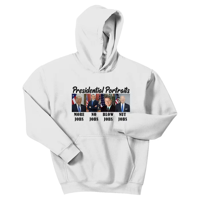 Funny Presidential Portraits Trump More Jobs Biden Nut Jobs Kids Hoodie