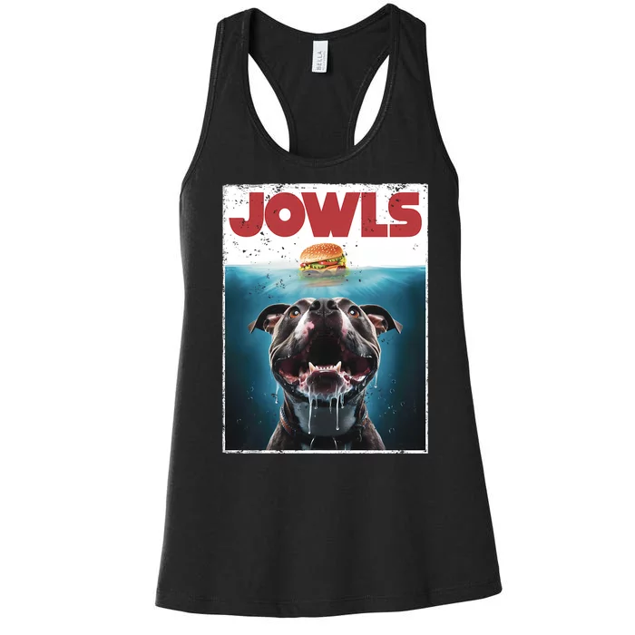 Funny Pittie Pitbull Pit Bull Jowls Burger Bully Dog Mom Women's Racerback Tank