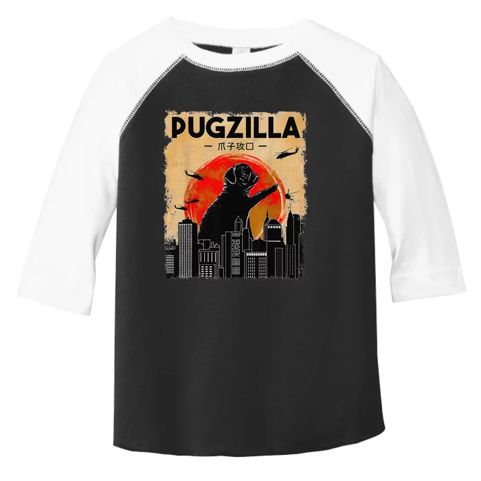 Funny Pug Pugzilla Funny Dog Pug Funny Fog Lover Toddler Fine Jersey T-Shirt