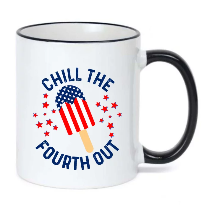 Funny Patriotic Popsicle American Flag Chill The Fourth Out Black Color Changing Mug