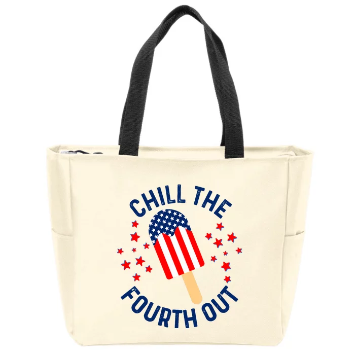 Funny Patriotic Popsicle American Flag Chill The Fourth Out Zip Tote Bag