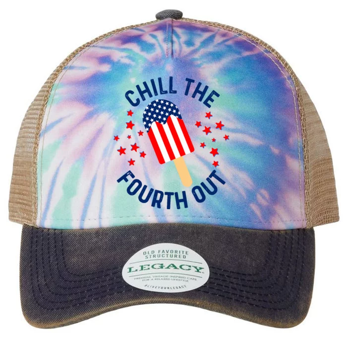 Funny Patriotic Popsicle American Flag Chill The Fourth Out Legacy Tie Dye Trucker Hat