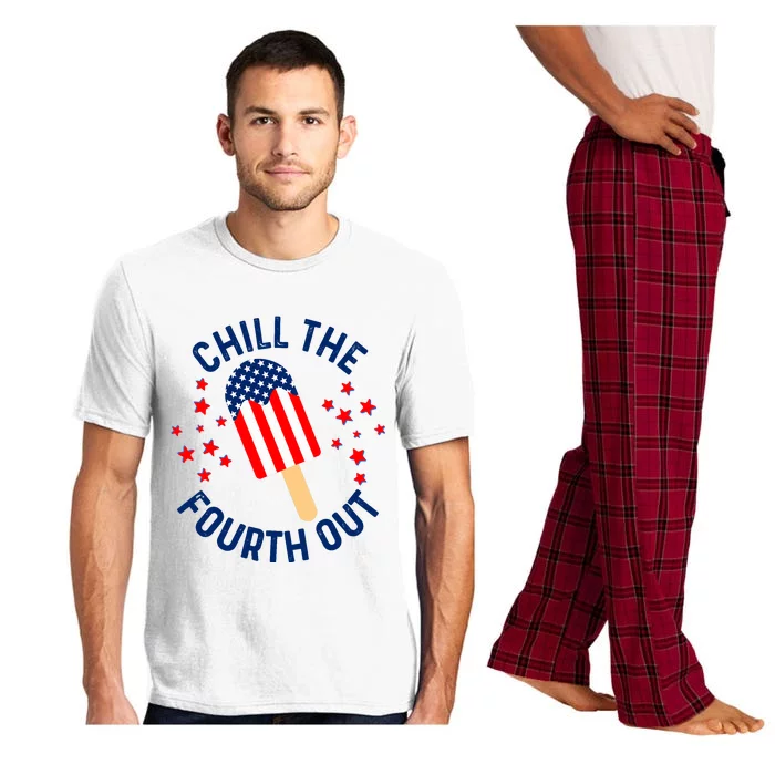 Funny Patriotic Popsicle American Flag Chill The Fourth Out Pajama Set