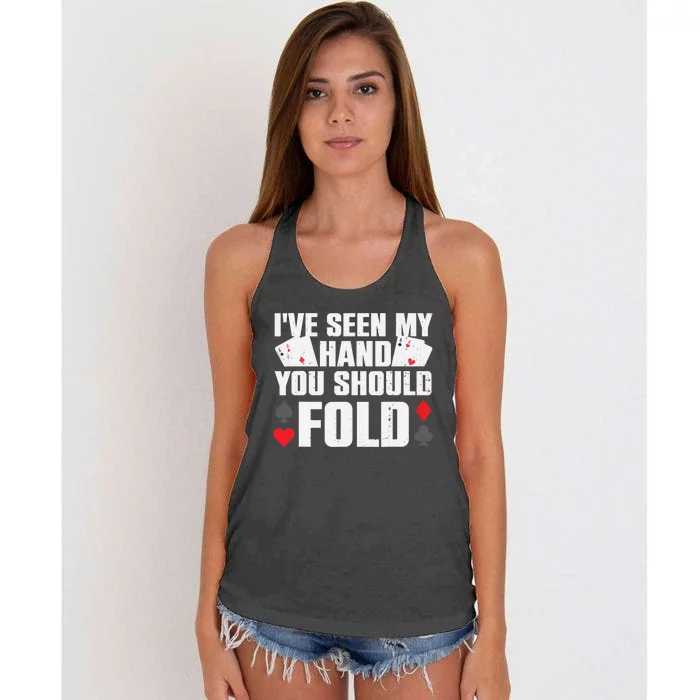 Funny Poker Player Art Gambler Casino Lover Women's Knotted Racerback Tank