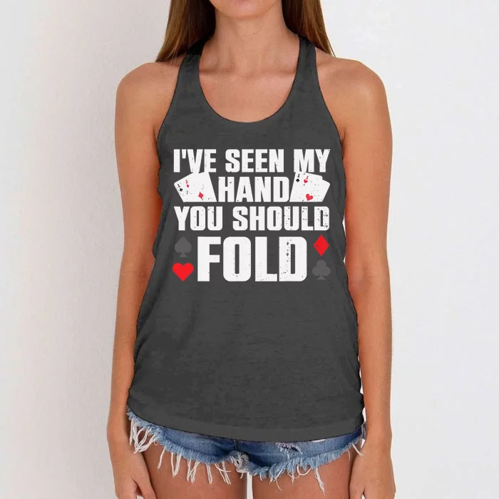 Funny Poker Player Art Gambler Casino Lover Women's Knotted Racerback Tank