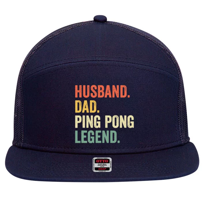 Funny Ping Pong Husband Dad Table Tennis Legend Vintage 7 Panel Mesh Trucker Snapback Hat