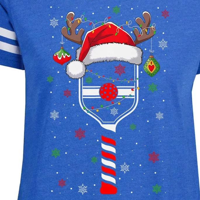 Funny Pickleball Player Christmas Holiday Reindeer Xmas Enza Ladies Jersey Football T-Shirt