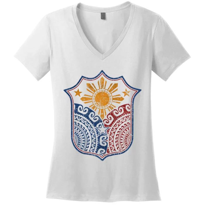 Filipino Pinoy Pride Mandala Tribal Proud Philippines Women's V-Neck T-Shirt