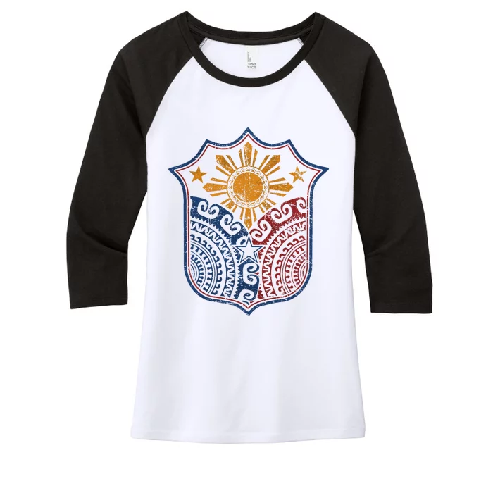 Filipino Pinoy Pride Mandala Tribal Proud Philippines Women's Tri-Blend 3/4-Sleeve Raglan Shirt