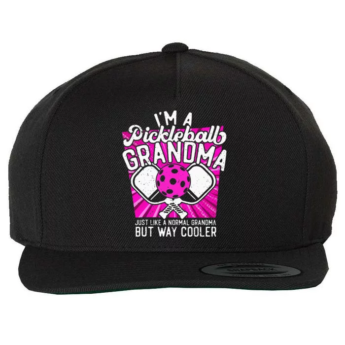 Funny Pickleball Paddle Pickleball Grandma Retro Wool Snapback Cap