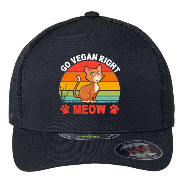 For Plant Powered Vegan Vegetarian Go Vegan Right Meow Gift Flexfit Unipanel Trucker Cap