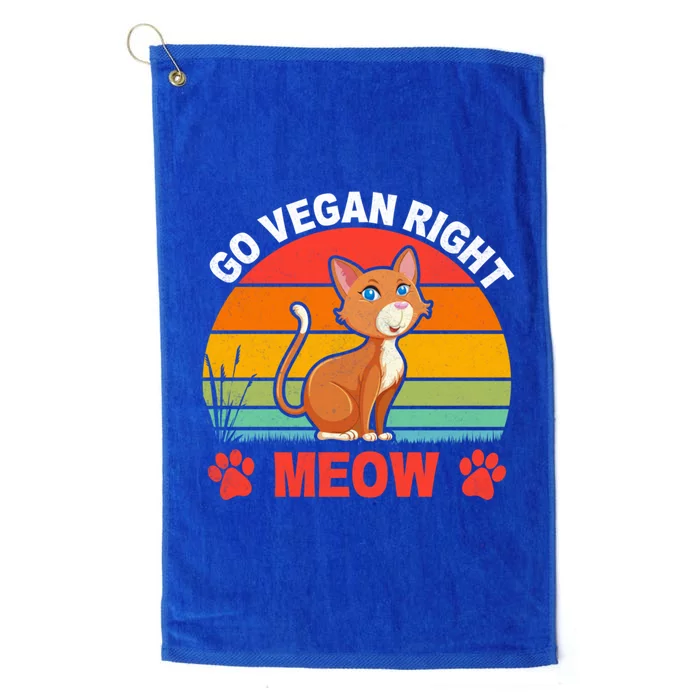 For Plant Powered Vegan Vegetarian Go Vegan Right Meow Gift Platinum Collection Golf Towel