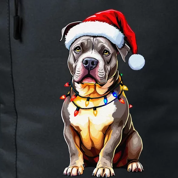 Funny Pitbull Pittie Santa Dog Lover Xmas Christmas Lights Daily Commute Backpack