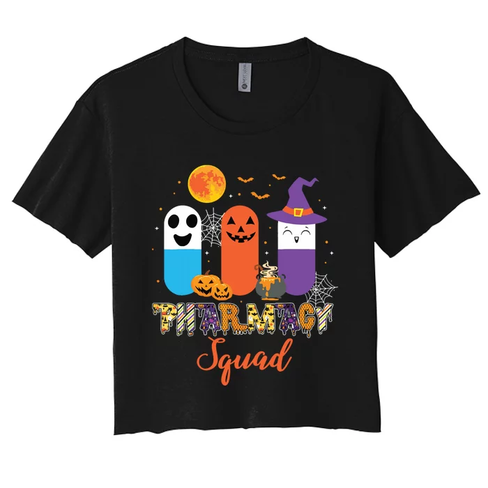 Funny Pills Pharmacy Pharmacist Squad Halloween Costume Women's Crop Top Tee