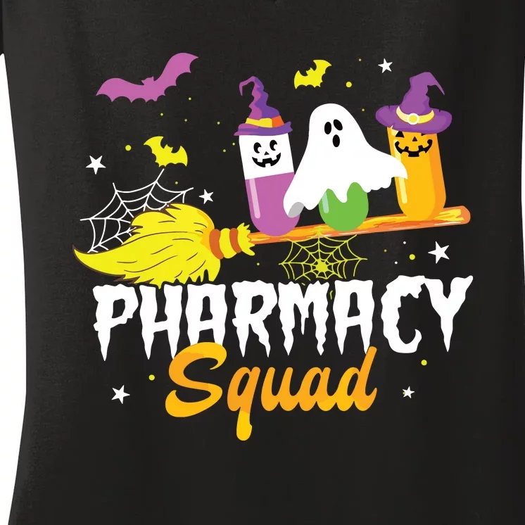 Funny Pills Pharmacy Squad Pharmacist Technician Halloween Women's V-Neck T-Shirt