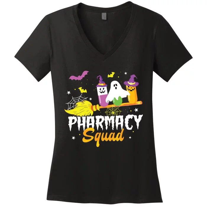 Funny Pills Pharmacy Squad Pharmacist Technician Halloween Women's V-Neck T-Shirt