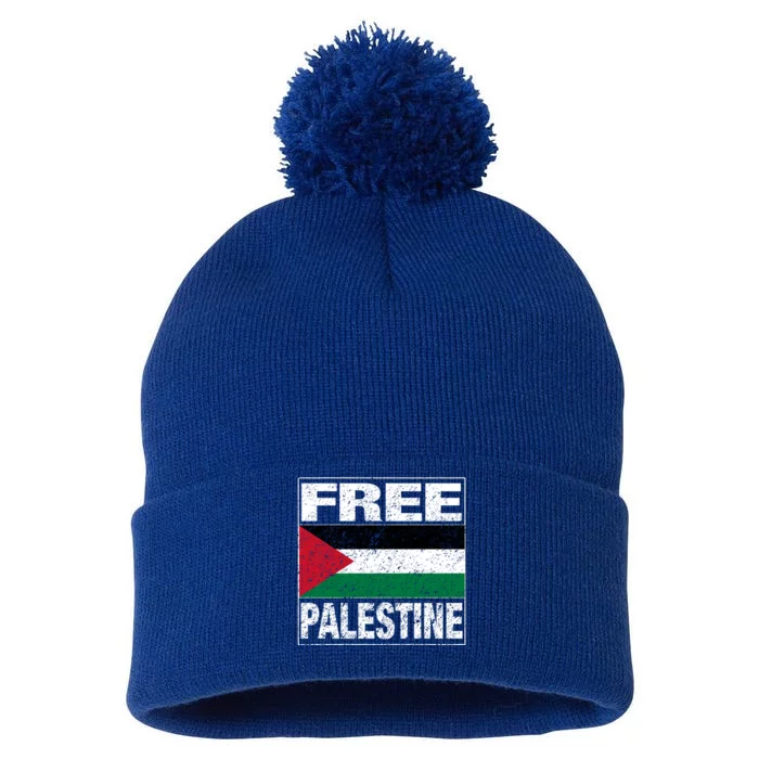 Free Palestine Palestine Flag I Love Palestine Gaza Meaningful Gift Pom Pom 12in Knit Beanie