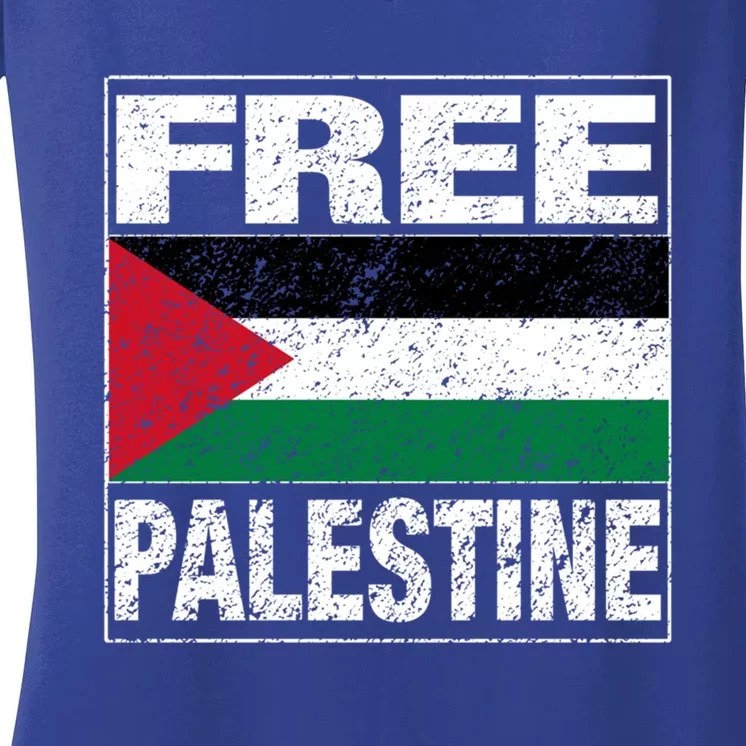 Free Palestine Palestine Flag I Love Palestine Gaza Meaningful Gift Women's V-Neck T-Shirt