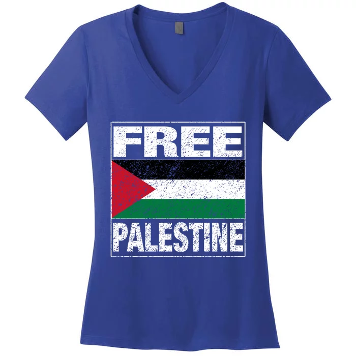 Free Palestine Palestine Flag I Love Palestine Gaza Meaningful Gift Women's V-Neck T-Shirt