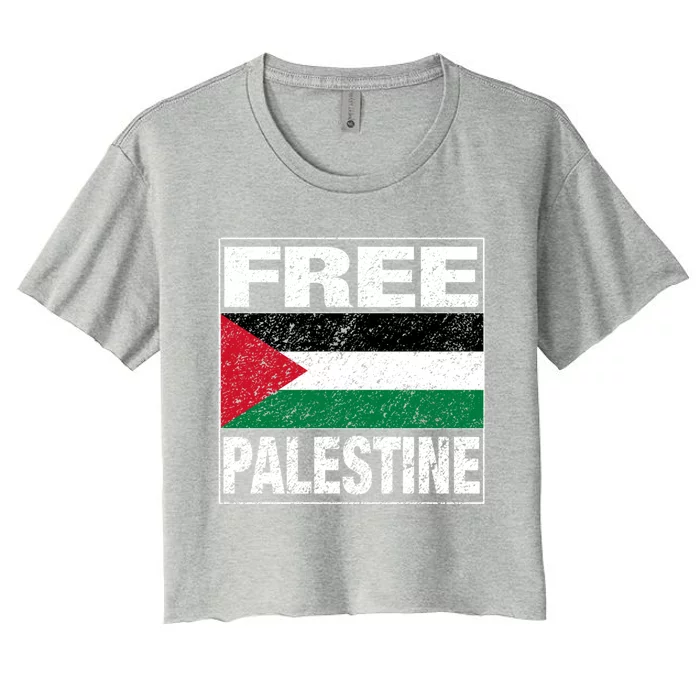 Free Palestine Palestine Flag I Love Palestine Gaza Meaningful Gift Women's Crop Top Tee