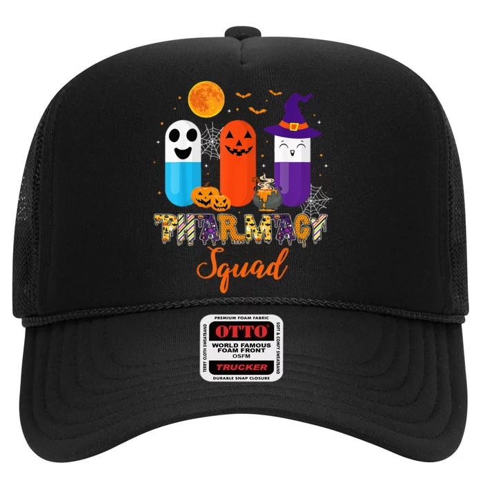 Funny Pills Pharmacy Pharmacist Squad Halloween Costume High Crown Mesh Trucker Hat