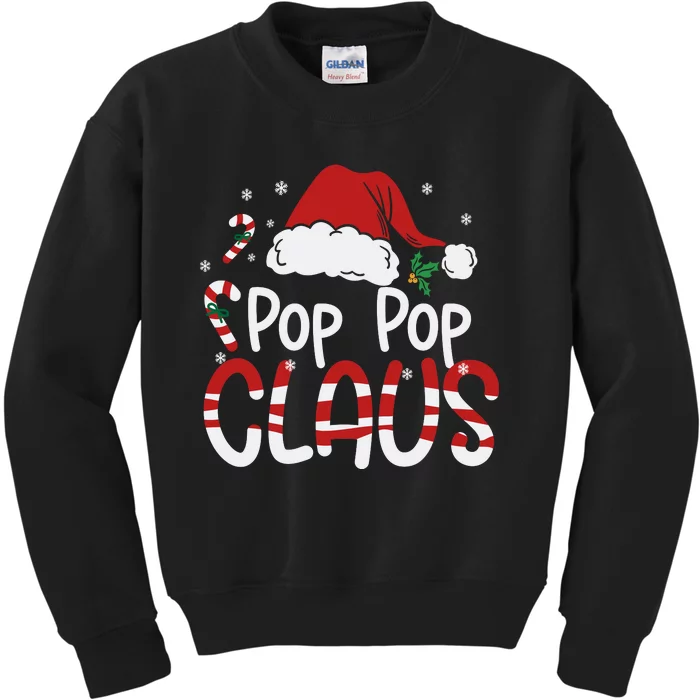 Funny Pop Pop Claus Christmas Pajamas Santa Hat Costume Kids Sweatshirt