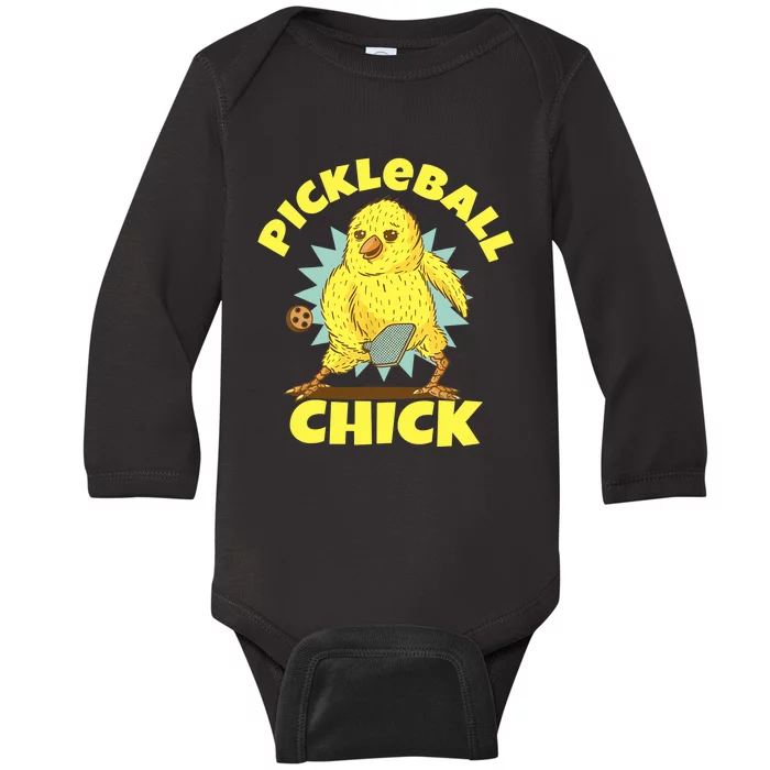 Funny Pickleball Pickleball Chick Player Loves To Play Baby Long Sleeve Bodysuit