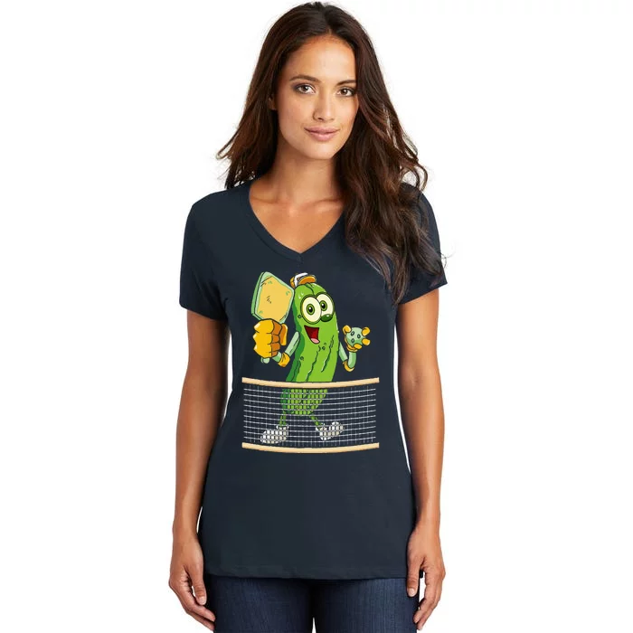 Funny Pickleball Player Pickle Ball Lover Women's V-Neck T-Shirt