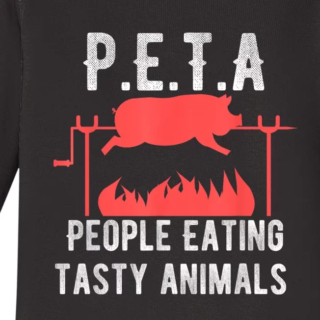 Funny P.E.T.A People Eating Tasty Animals Bbq Baby Long Sleeve Bodysuit