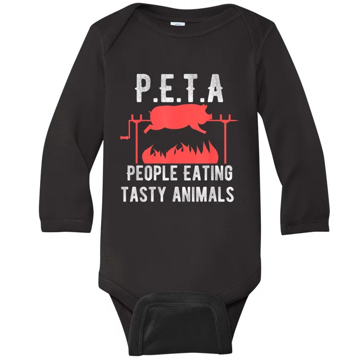 Funny P.E.T.A People Eating Tasty Animals Bbq Baby Long Sleeve Bodysuit