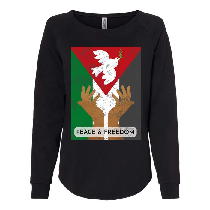 Free Palestine Peace & Freedom Support Palestine And Gaza Womens California Wash Sweatshirt