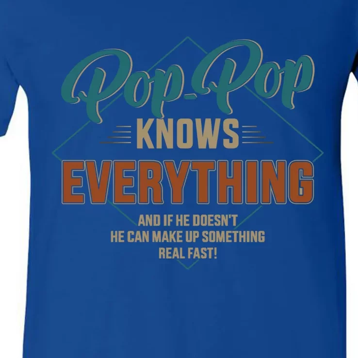 Funny Pop Pop Knows Everything For Grandpa And FatherS Day Meaningful Gift V-Neck T-Shirt