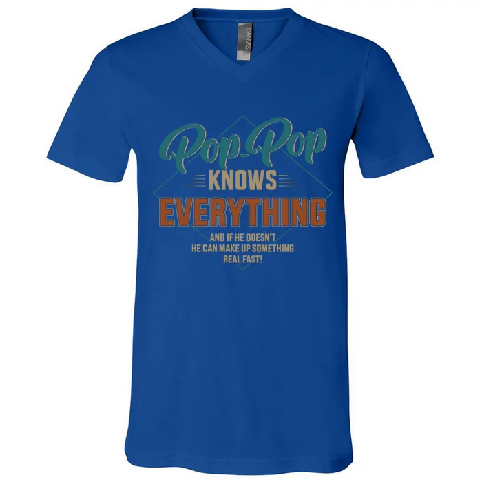 Funny Pop Pop Knows Everything For Grandpa And FatherS Day Meaningful Gift V-Neck T-Shirt