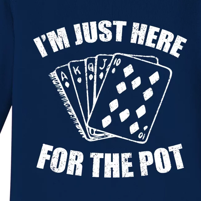 Funny Poker Player Gifts I'm Just Here For The Pot Baby Long Sleeve Bodysuit