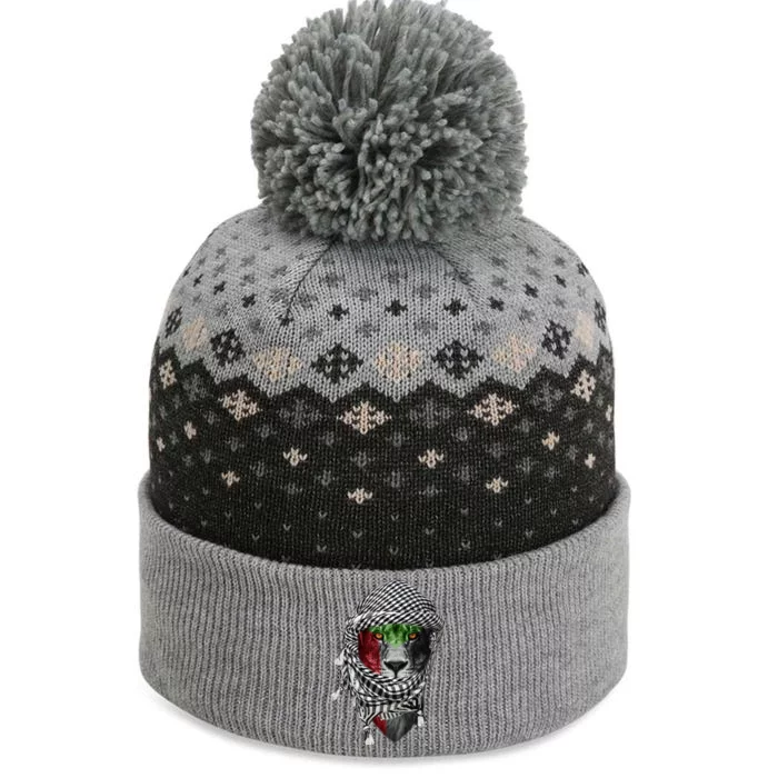 Free Palestine Palestinian Lion Gift The Baniff Cuffed Pom Beanie