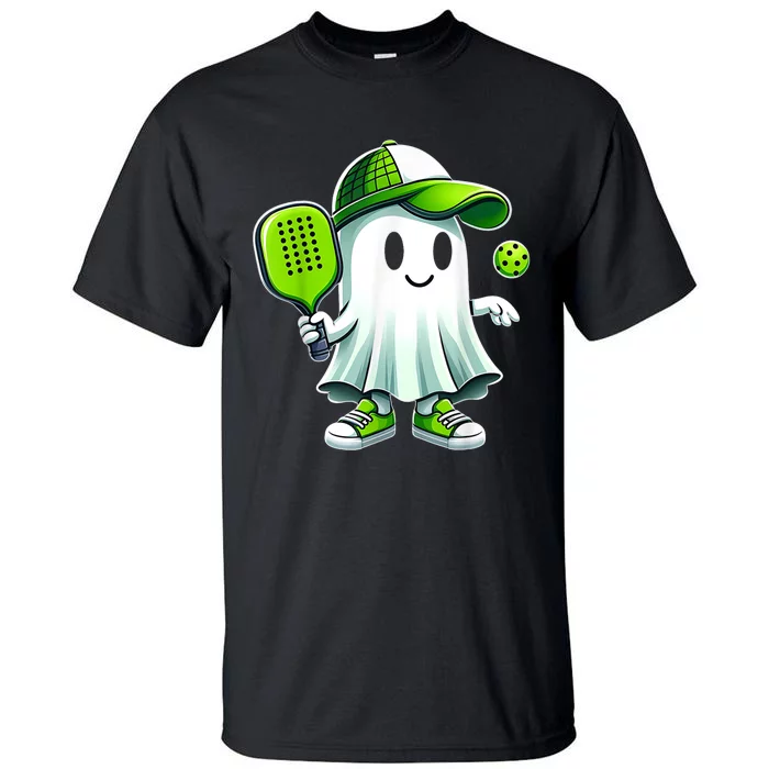 Funny Pickleball Paddleball Cute Ghost Playing Pickleball Gift Tall T-Shirt