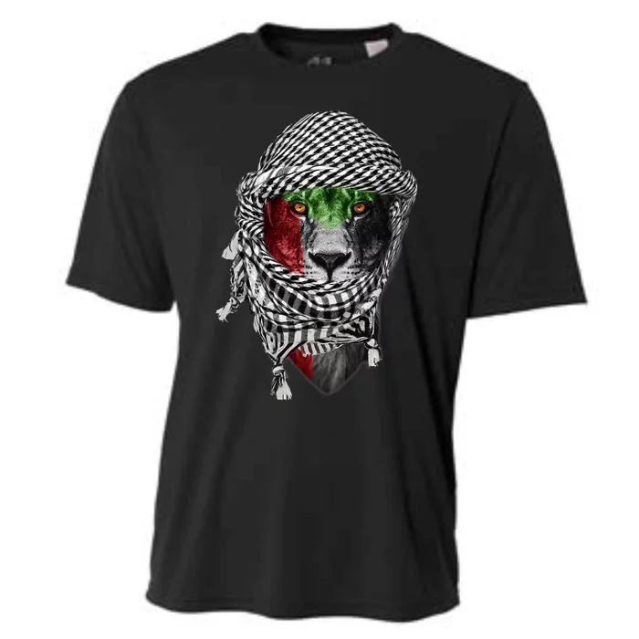 Free Palestine Palestinian Lion Cooling Performance Crew T-Shirt