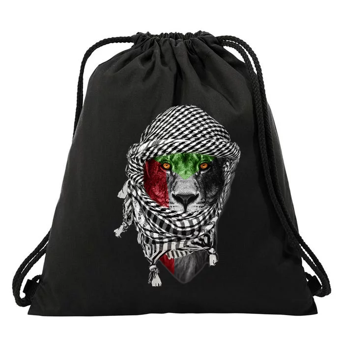 Free Palestine Palestinian Lion Drawstring Bag