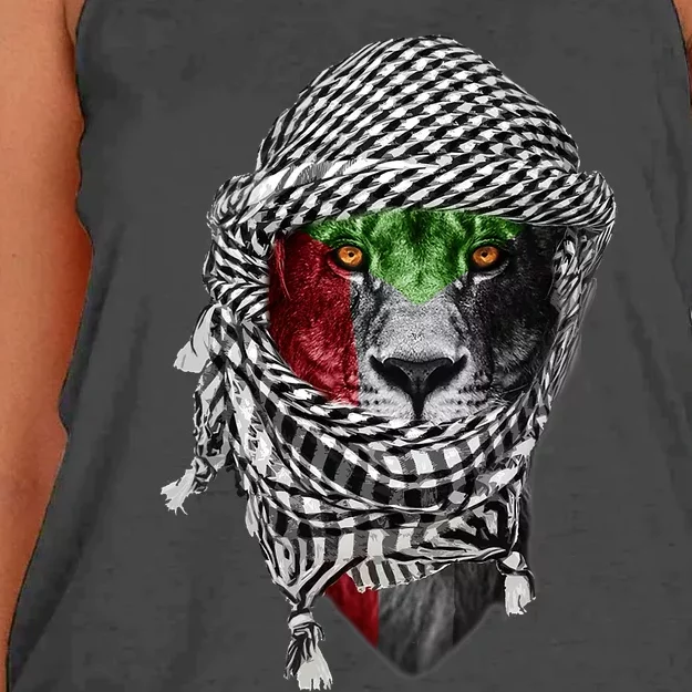 Free Palestine Palestinian Lion Women's Knotted Racerback Tank