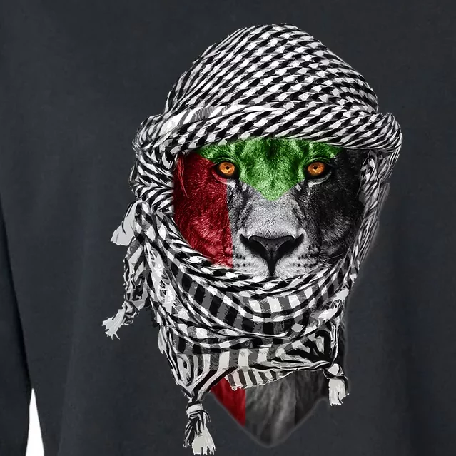 Free Palestine Palestinian Lion Cropped Pullover Crew