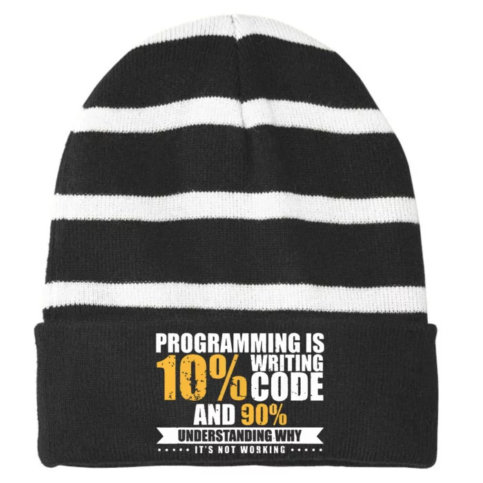 Funny Programming Quote Gift Programmer Software Developer Striped Beanie with Solid Band