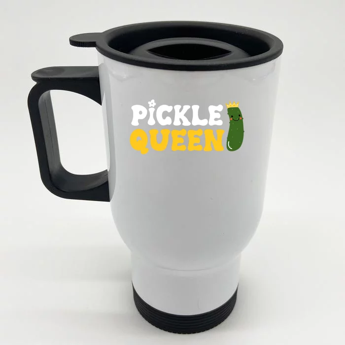 Funny Pickle Queen Vegetable Mother's Day Gardener Love Gift Front & Back Stainless Steel Travel Mug