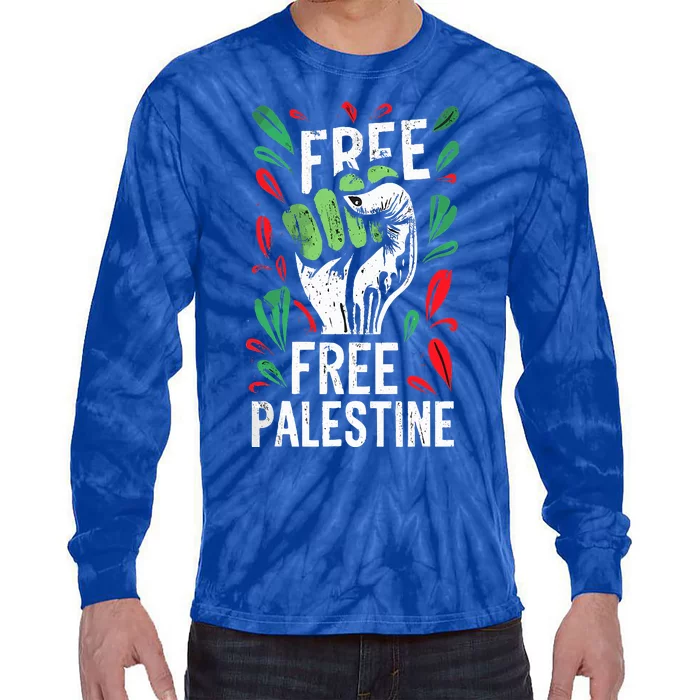 free palestine quote a raise hand design a Save Gaza vintage Tie-Dye Long Sleeve Shirt