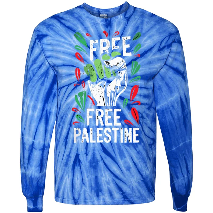 free palestine quote a raise hand design a Save Gaza vintage Tie-Dye Long Sleeve Shirt