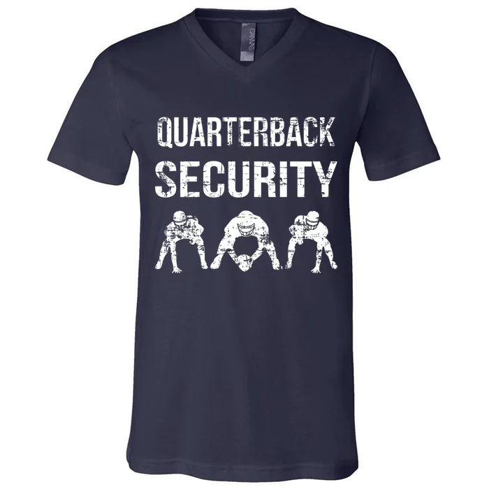 Funny Player Quarterback Security Offensive Lineman Football V-Neck T-Shirt